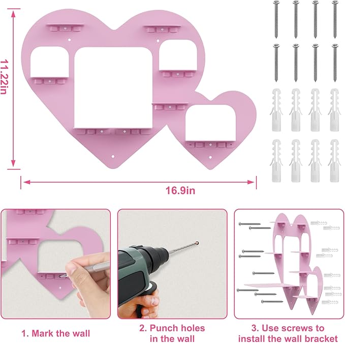 Metal Bracket for Toniebox,Floating Shelf for Tonies Figures 15-20pcs Storage,Wall Mounted Brackets for Toniebox Player,Children's Room Decorations and Gifts (Pink)
