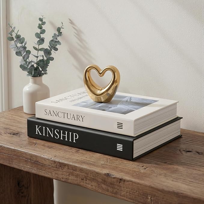 Decorative Storage Books for Home Decor (Set of 2) - Faux Book Box with Secret Compartment - Industrial & Minimalist Coffee Table Centerpiece - Sanctuary & Kinship (Matte Black & Beige)