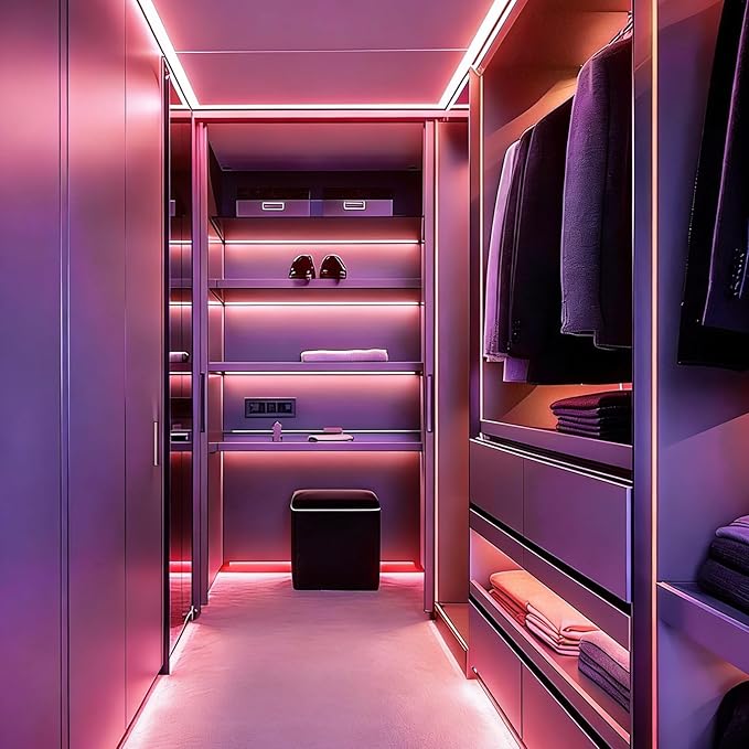 ZSLAIFU Battery Powered LED Strip Lights, 3.3FT COB LED Strip Light, Battery Operated LED Lights, Pink LED Strip Lights Battery Powered for Closet, Cabinet, Shelf, Kitchen, DIY Lighting