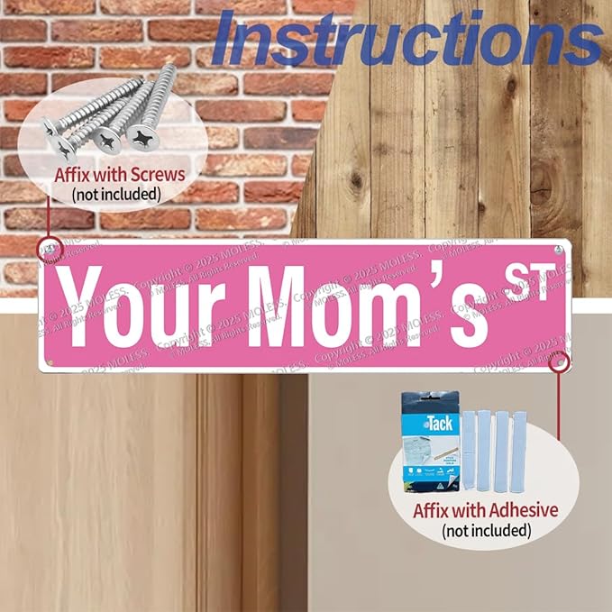 "Your Mom's st" Pink Room Decor Aesthetic – 16x4″ Funny Street Signs for Bedroom | Cute Y2K Posters Wall Decorations for Downtown Girly Room Girl Bedroom Teen College Dorm, 2481