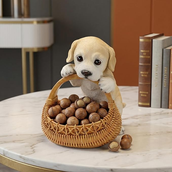 Dog Resin Storage Basket, Desktop Organizer for Remote & Keys, Cute Home Decor Tray, Ideal present for Pet Lovers.(Labrador Puppy)