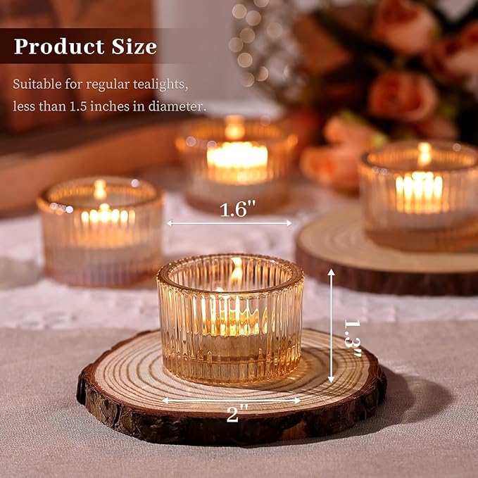 HAVITI 24 Pack Tealight Gold Candle Holders, Votive Tea Light Candle Holder Glass for Gold Centerpieces Fall Wedding Table Decor, Party Supplies, Home Decor