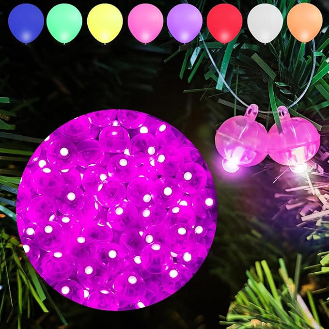 Aogist 100Pcs Pink Balloon Lights with Hook,Long Standby Time,Waterproof Mini Light for Birthday Party Wedding Christmas Halloween Easter Decorative (Flash)