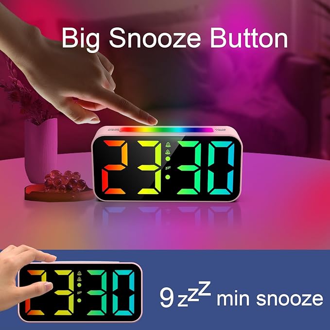 Topski Loud Alarm Clocks for Bedrooms Heavy Sleepers, Digital Clock with Night Light, Large Display, Dual Alarm, Snooze, Dimmable Bedside Alarm Clock for Teens