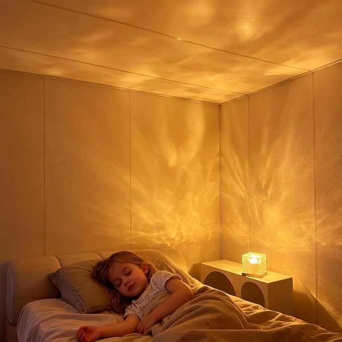 Ocean Wave Projector Light, 16-Color Changing Luminorthe Cube Lamp with 3D Rotating Dynamic Water Ripple Light, Northern Lights Projector Romantic Ambient Lighting for Bedroom Classroom