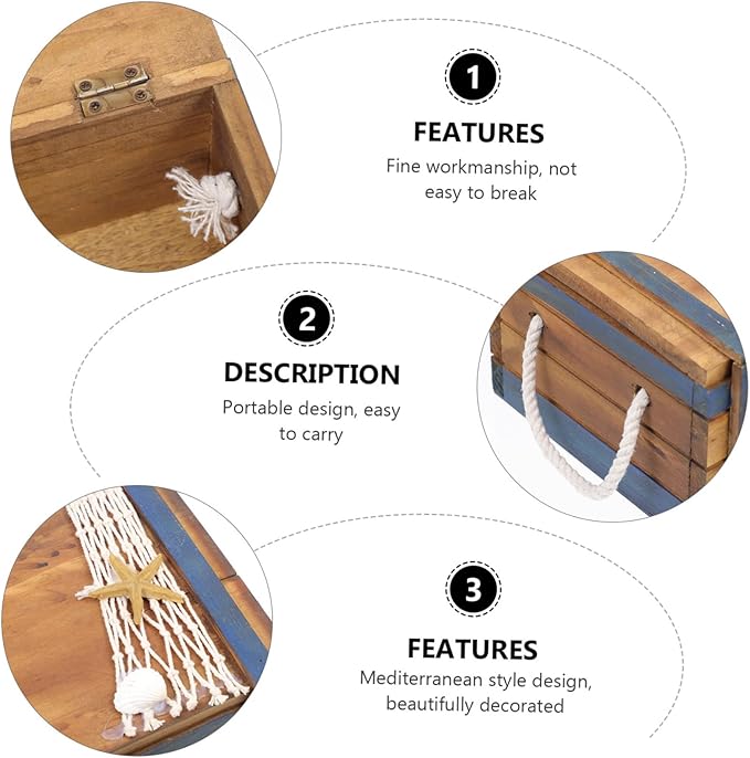 FOMIYES Mediterranean Vintage Wooden Jewelry Box Set 3pcs Makeup Storage Containers Retro Style Organizer for Home Decor and Travel