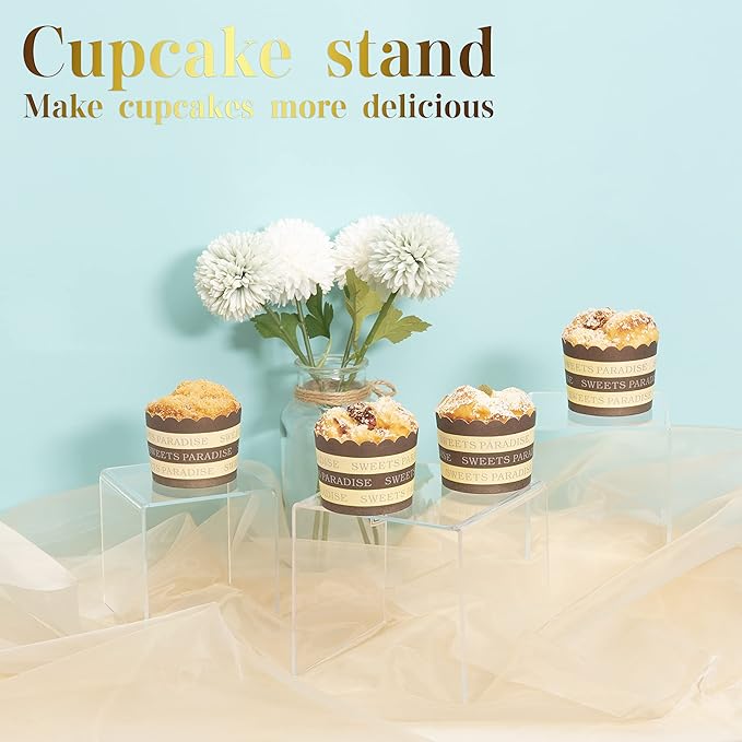 Acylic Riser Square Display Stand For Cupcakes, Arts and Crafts (Clear, 6P-4&5&6INCH)