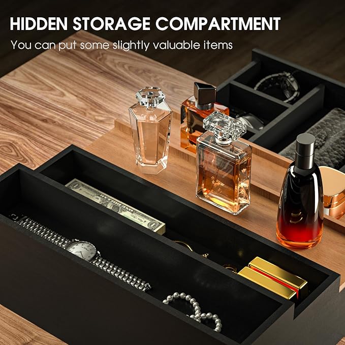 Sephyroth Cologne Organizer for Men 4 Tier of Elevated Cologne Display Shelf with Drawer Storage Perfume Organization and Storage Display Risers,Great Gift for Man(4Tier-BlackWalnut)
