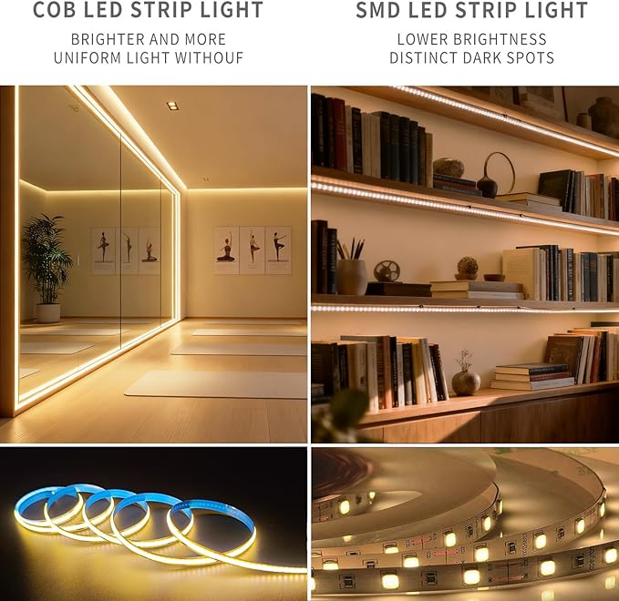 ZSLAIFU 5V LED Strip Lights, Warm USB LED Light Strip, 2Pack 3.28FT Dimmable COB LED Strip Light, High Brightness Short LED Strip for Display Cabinet, Living Room, TV Lights