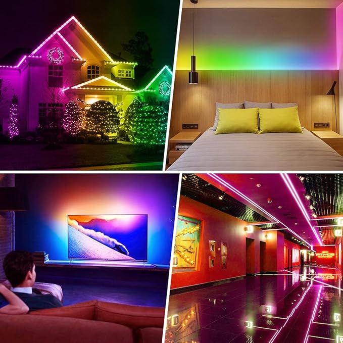 Rainbow Chasing USB LED Lights Strip 16.4ft, Dreamcolor USB Powered LED Light with 17-Key Remote Controller Waterproof RGB LED Flexible Light TV, Bedroom, Desk, Mirror, PC, Camping & Home Decor