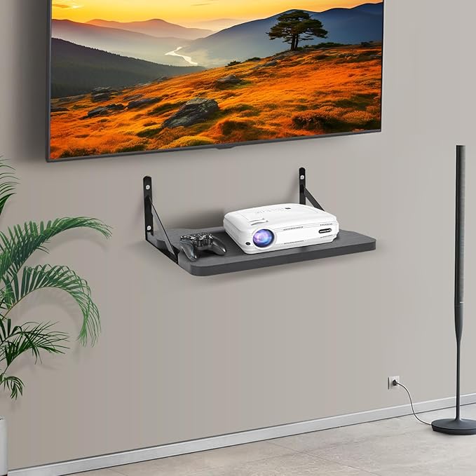Black Small Mini Projector Shelf,Router Wall Mount Floating Shelf,Projector Mount Rack Holder,Modem Cable Box for Xbox Series PS5 PS4 by MDF