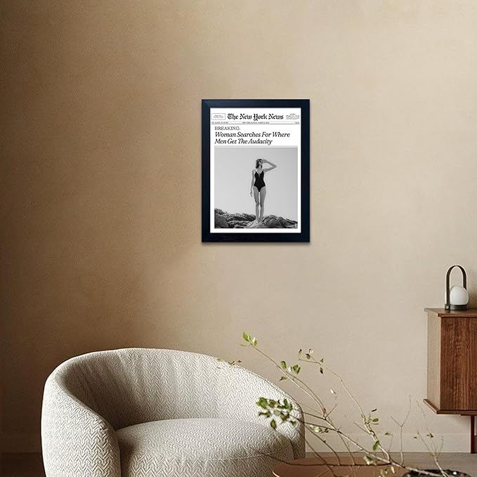 Trendy Newspaper Wall Art New York Poster Framed Prints For Dorm Aesthetic Woman Searches For Where Men Get The Audacity Poster Canvas Fashion Retro Girl Room Magazine Headline Bedroom Decor
