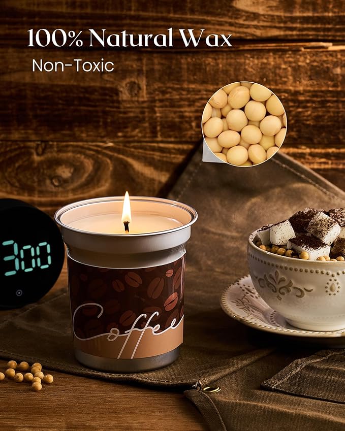 M&SENSE Coconut Latte Scented Candle, Soy Wax 12.3oz 75 Hours Long Lasting Clean Burn, Coffee Smelling Kitchen Candles for Home, Non-Toxic Relaxing Aromatherapy Gifts for Women