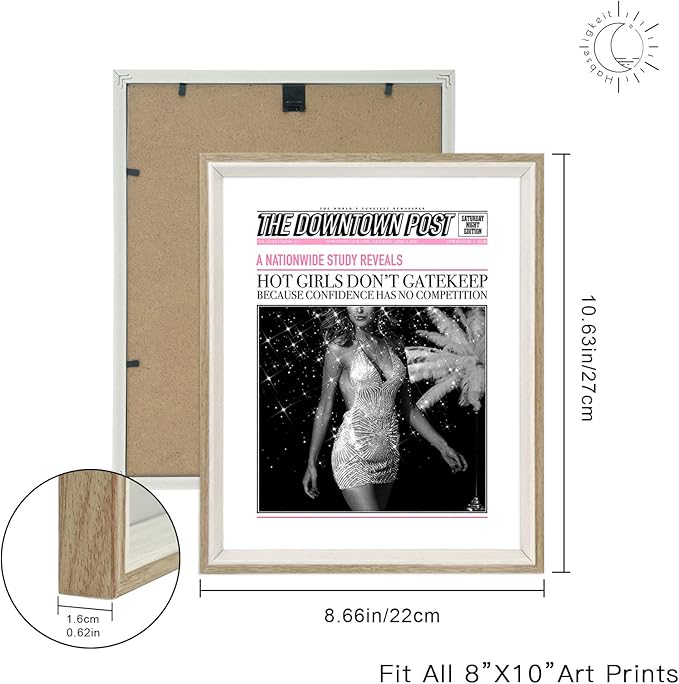 Habseligkeit Pink Fashion Wall Art Prints, Trendy Cute Wall Art Posters for Room Decor Aesthetic, Unique Room Decor for Girls Dorm, Framed, 8x10in, Set of 6