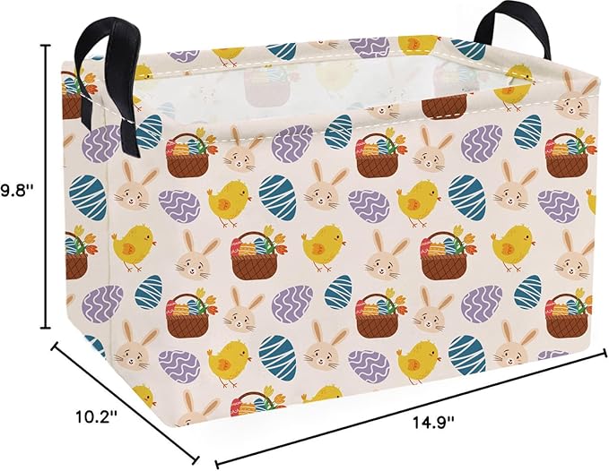 Essme Rectangular Easter Basket - Kids Easter Gift with Handles, Shelf Basket, Toy Organizer