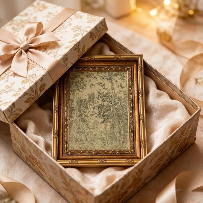Vintage Gold Framed Wall Art Antique Sketch Landscape Wall Decor Picture Dark Moody Retro Country Farmhouse Gallery Aesthetic Poster Print for Living Room Bedroom Kitchen Shelf 12x16in