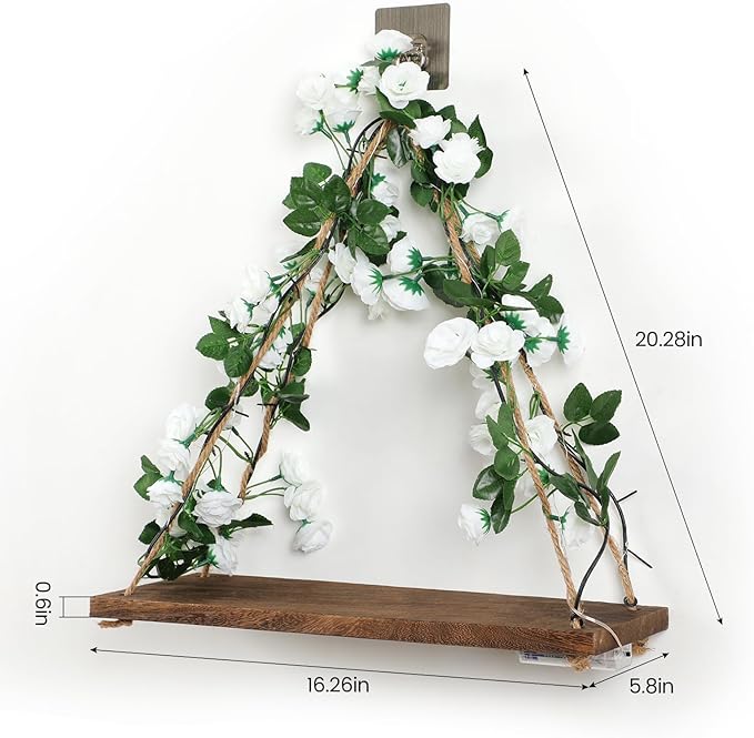 JOPSTDI Floating Shelves for Wall,Plant Wall Decor,Hanging Shelf,Cottage Core Decor,Room Decor Aesthetic,Trinket Shelf,Hanging Shelves,Floating Shelves for No Drilling,Two-Piece Set