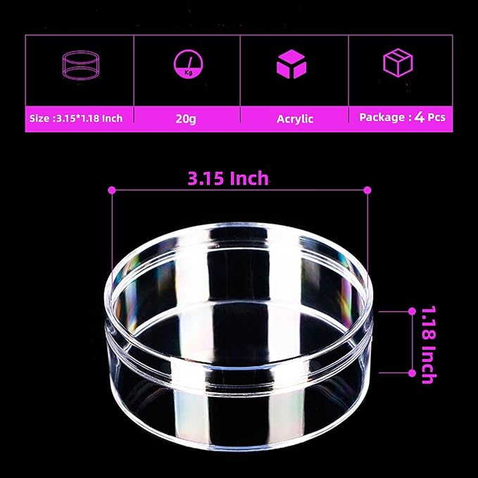 KissYou Acrylic Box Round Clear Boxes with Lid 4 Pieces Small Circular Candy Box Storage Organizer Containers Wedding Party Decorative Boxes