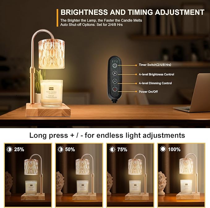TOACSUCP Candle Warmer Lamp with 3 Bulbs, Adjustable Height Dimmable Candle Warmer with Timer, Compatible with Large Jar Candles, Candle Lamp with Charming Gift Box Ribbon for Her/Him(2 Pack)