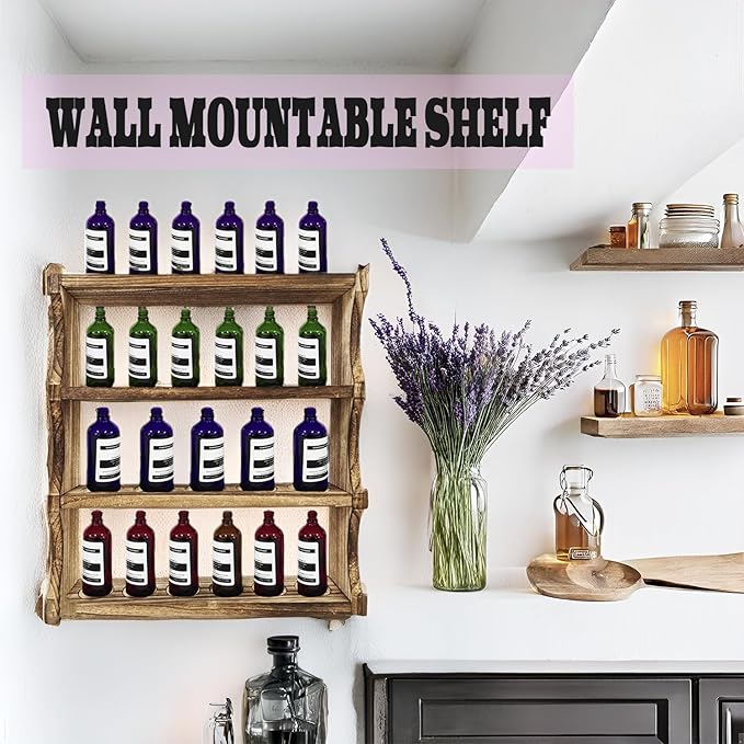 Wood Shot Glass Display Case Shot Glasses Holder for wall shot glass display Bar Collection Stand Collection Display Rack (Carbon)