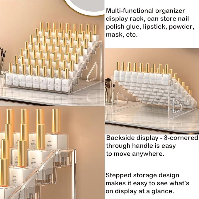 7 Tier Acrylic Display Stand Organiser with Fences, Perfume Stand Organiser, Clear Display Shelf for Home, Office, Retail for Funko Figures Toys Cupcake Food, Cologne, Cosmetics, Storage