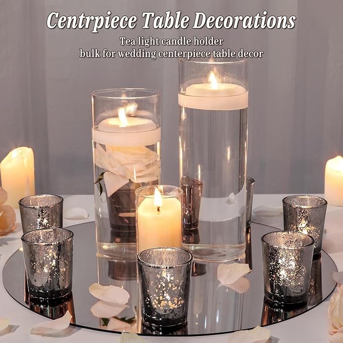 UPBUD Black Votive Candle Holders Set of 24, Speckled Mercury Candle Holders for Wedding Centerpiece Table Decorations, Tealight Candle Holder for Party Bridal Shower Decor, Home Decor