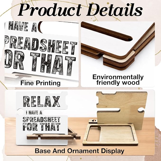 Funny Office Accountant Gifts - Multi-functional Desk Organizer - Humorous Office Relax Quote Wooden Sign for Office Desk Shelf Decor