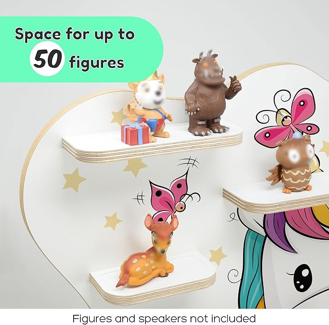stadtecken Wooden Shelf for Music Box I Suitable for The Toniebox and ca. 50 Tonies I Perfect Storage in The Children's Room I for Setting up or Hanging (Large, Pony)