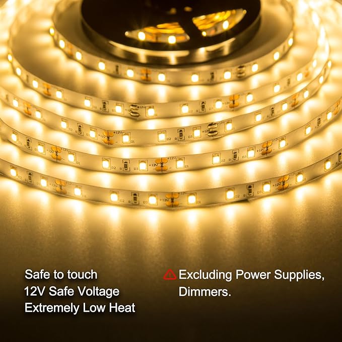 Flexible LED Strip Lights, Warm White,20ft 360LEDs 2835 LED Ribbon, String Light, 12V Tape Lights, Non Waterproof, Under Cabinet Children's Rooms Hallway Staircase Corridor Collectable
