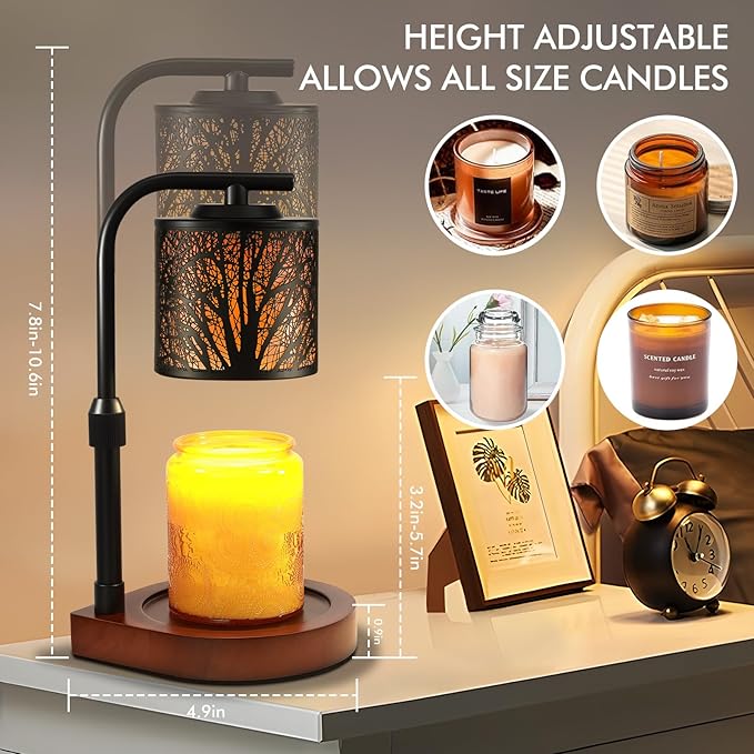 Candle Warmer Lamp with Timer & Dimmer- Electric Wax Melt Warmer with Adjustable Height for Scented Candles, Home Décor Fragrance and House Warming Birthday Gifts for Women Mom