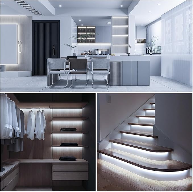 VOLIVO COB LED Strip Lights 20ft, 6500K White LED Lights Strip Daylight White, Strong Adhesive, Flexible Tape Light for Mirror, Kitchen Cabinets, Bedroom