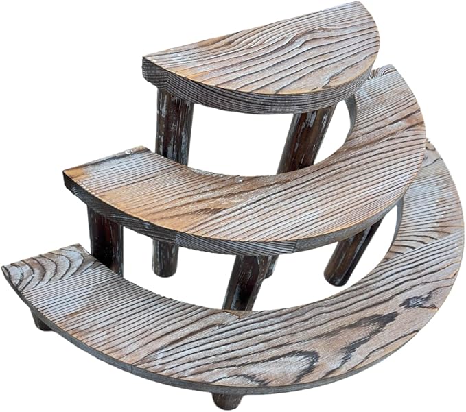 Cologne Organizer for Men Display Risers - 3 Tier Wooden Perfume Stand Shelf Cupcake Holder Half Moon Tiered Dessert Stand 17" x 7.8" x 7"