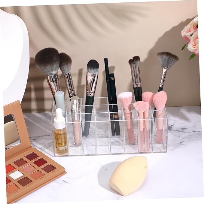 DOITOOL Acrylic Makeup Organizer -Grid Lipstick Holder Space-Saving Counter Display Rack