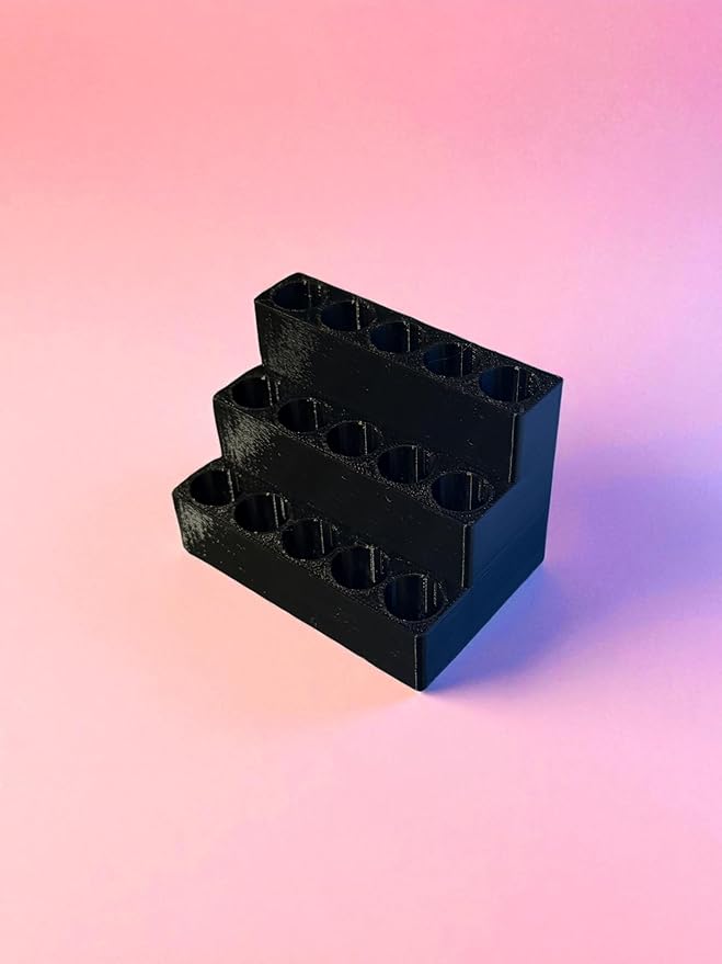 2mL Perfume Sample Organizer – Tiered Display Holder for 15 Mini Fragrance Vials, 3-Tier Perfume Tester Storage Stand, Vanity & Desk Fragrance Sample Rack (Obsidian Black)