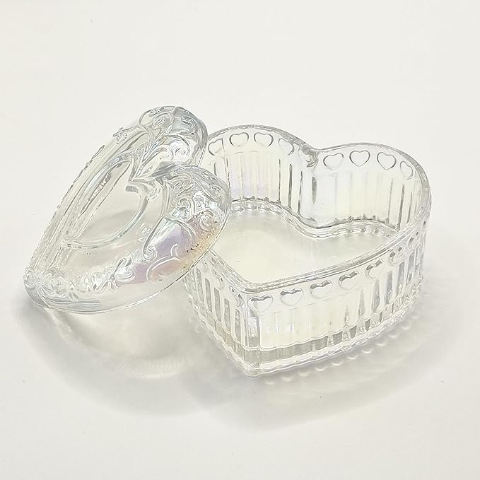 Glass Jewelry Box Heart Shape Cute Box for Storage Ring Earring Trinket Vintage Jewelry Organizer Decorative Gift for Women Girls-GRB003-Colorful