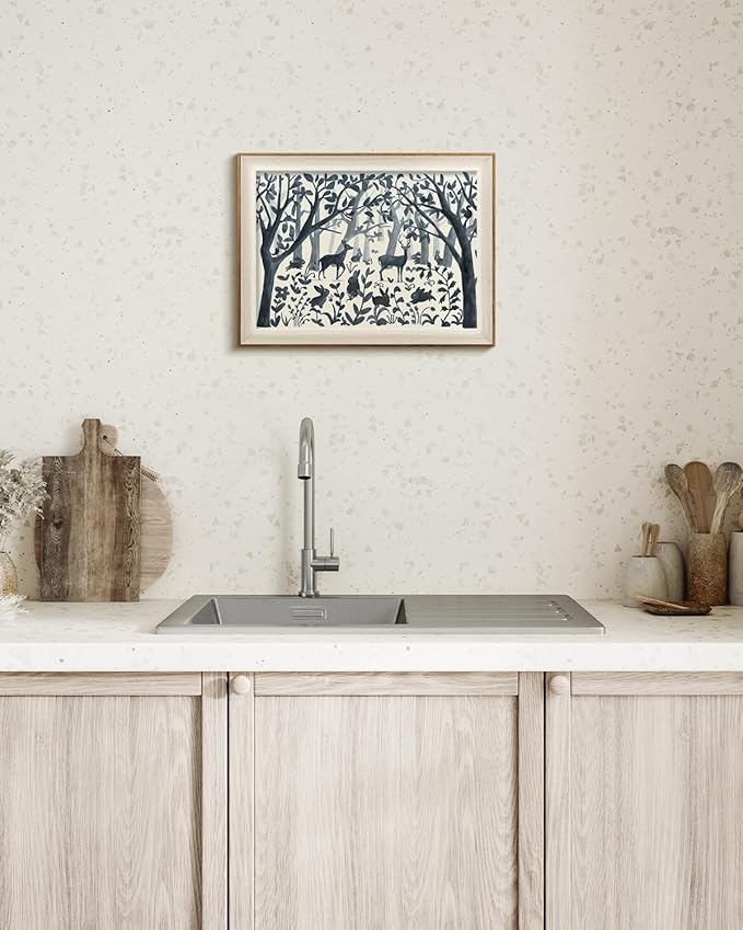 VIYYIEA Framed Wall Art for Living Room, Forest Canvas Prints Vintage Home Decor, Animals Painting Picture Bathroom Wall Decor, Easter Gifts for Friends or Family -【Bunny & Rabbit】-(16L x 12W)