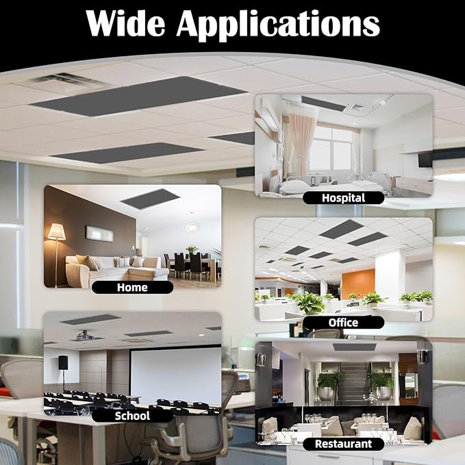 ANGSYLTH 2 Pcs Fluorescent Light Covers - 4 x 2 Feet Covers for Ceiling Lights, Magnetic Light Filters for Classroom, Office, Hospitals, Home (Black)