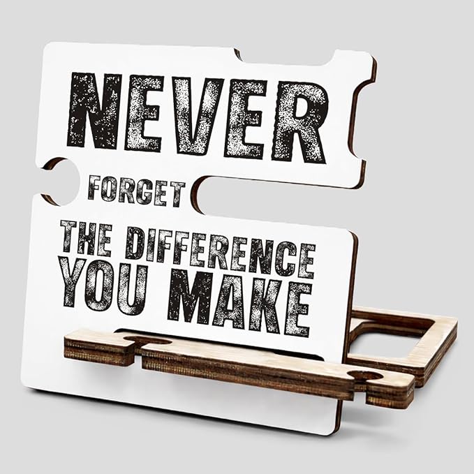 Inspirational Retirement Gifts for Coworker Boss Leader - Multi-functional Desk Organizer - Motivational Office Quote Wooden Sign for Office Desk Shelf Decor