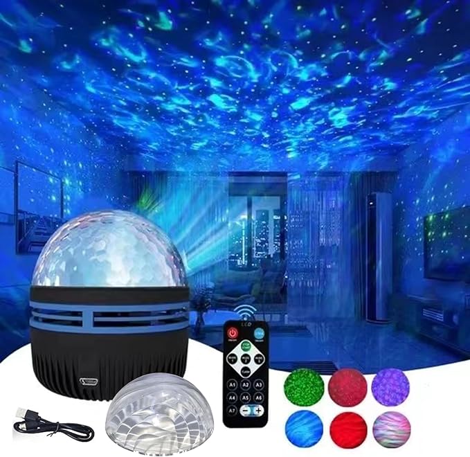 2 in 1 Northern Galaxy Light, Northern Lights and Ocean Wave Projector with Remote CoLntrol, RGB Colorful Night Light for Bedroom Home Decor Gifts (Aurora & Wave)