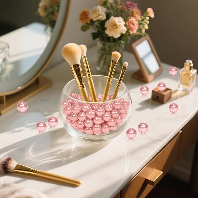 600Pcs Rose Gold Vase Filler Pearl Beads for Crafting 10mm Beads No Holes Decor Suitable for Wedding Decor, Party Decorations, Centerpiece Table Decorations