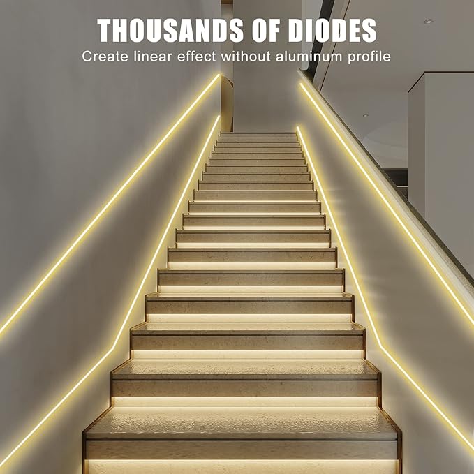 Tatazone White COB Led Strip Lights Max with RF Remote, 32.8ft 2700K Dimmable Ultra Bright Warm White COB Light Strip, Adhesive Indoor COB Led Lights for Living Room, Shelf, Cabinet