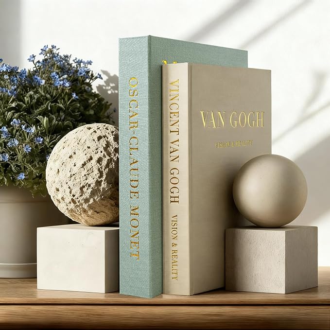 Aesthetic Decorative Books - Fake Books Storage Box for Decoration - Set of 2 Linen Coffee Table Decor - Photo Storage Keepsake Box for Room Bookshelf Decor, Sage