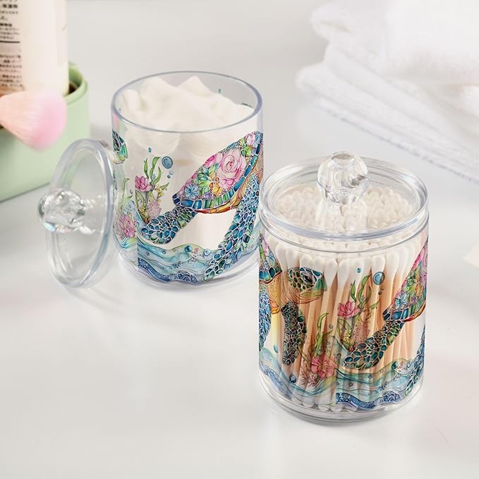 2 Pack Qtip Holder Dispenser for Cotton Ball Mtazmzmxnjy3z0vob2lkb1cyt1cx(1) Swab Round Pads Clear Plastic Acrylic Jar Set Bathroom Canister