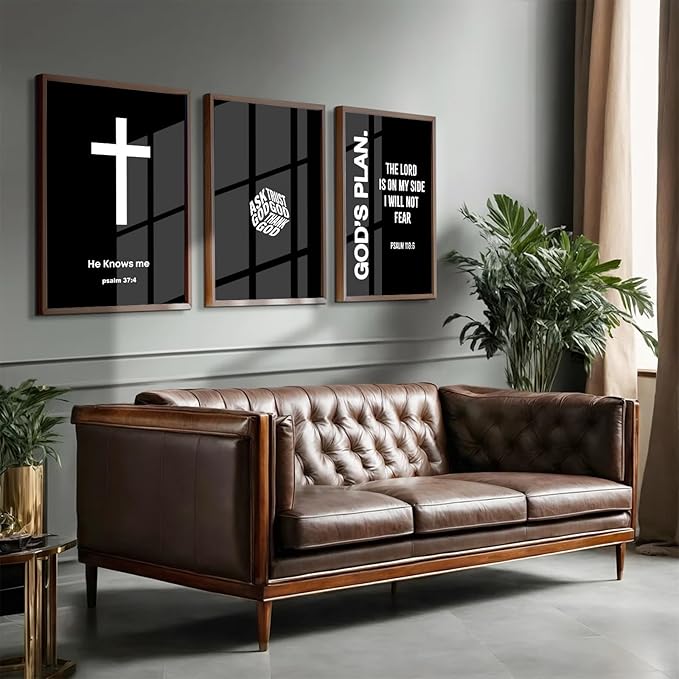 Christian Jesus Wall Art Black White God Canvas Wall Decor Religious Bible Verse Poster Modern Christian Cross Painting Artwork Christ Scripture Prints Picture for Bedroom 12x16 Inch Unframed Set of 3