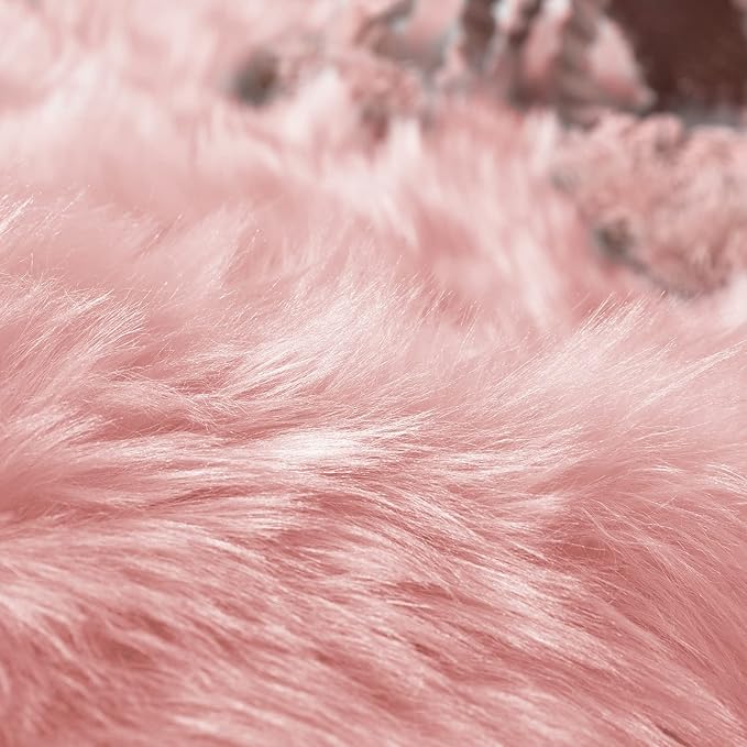 Goolela Pink Area Rugs 10x12 Fluffy Fuzzy Furry Rug for Girls Bedroom Living Room Faux Sheepskin Fur Shaggy Plush Rectangle