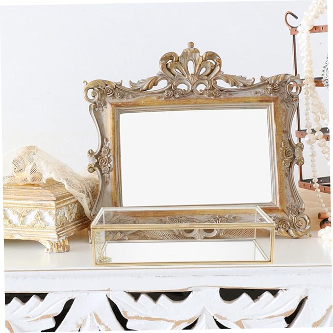 Levemolo 1Pc Elegant Jewelry Box Storage Case Versatile Glass Cosmetic Organizer for Lipstick and Jewelry for Weddings and Special Occasions
