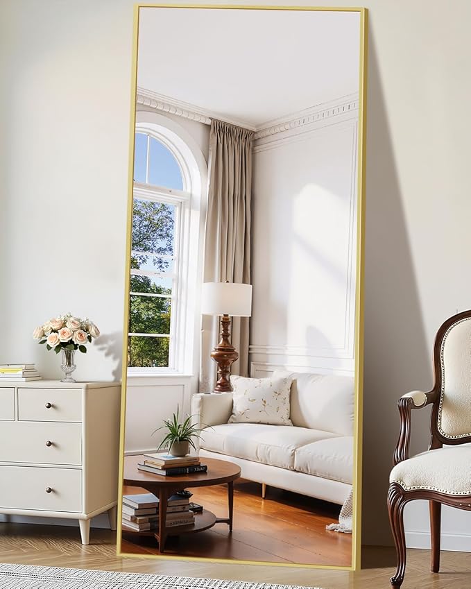 78"x35" Floor Mirror Full Length - Standing Mirror with Aluminum Alloy Frame, Large Body Mirror for Bedroom, Living Room, Wall Mounted or Leaning