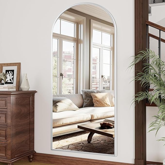 Rowjut Large 71"x30" Arched Full Length Mirror White Floor &Standing for Bedroom &Living Room & Wall Mounted Mirror Full Body Mirrors Hanging or Leaning.