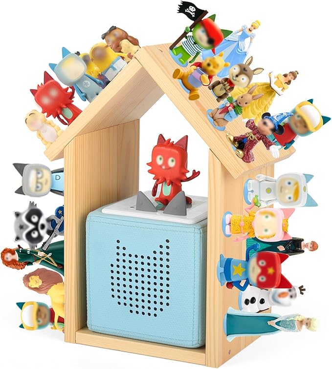 DIY House for Tonies Box Storage Organizer Shelf for 40 Tonie Figures (with 40Pcs Magnetic Adhesive Metal Plate), Compatible with TonieBox 1/2 Player Tonies Box Characters for Children Room