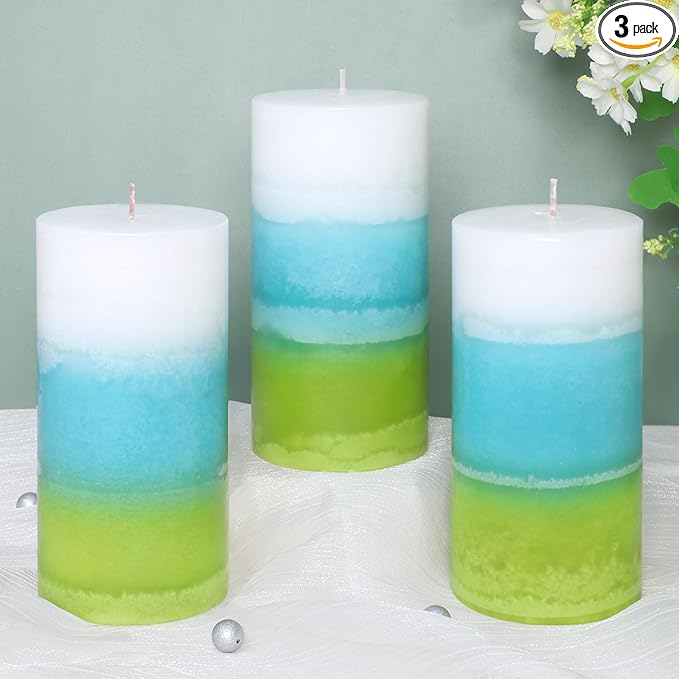 Mint Scented Pillar Candles - 3x6 inch Aromatherapy Candles, Long Lasting 70+Hours Clean Burning, Perfect for Meditation Spaces, Home Offices
